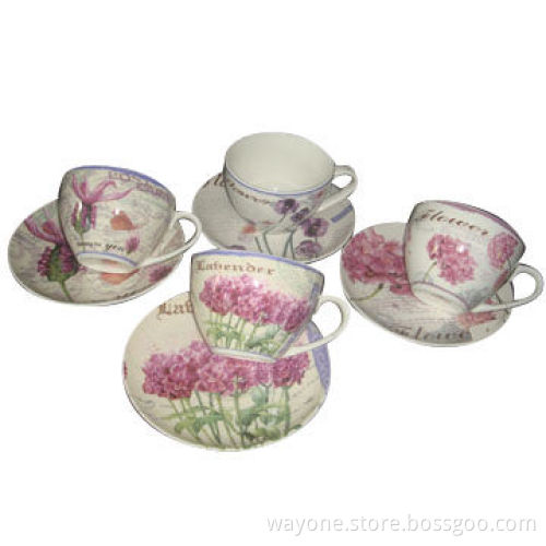 12oz New Bone China/Ceramic/Porcelain Mug in Window Gift Box/Fours Colors, Flower Design